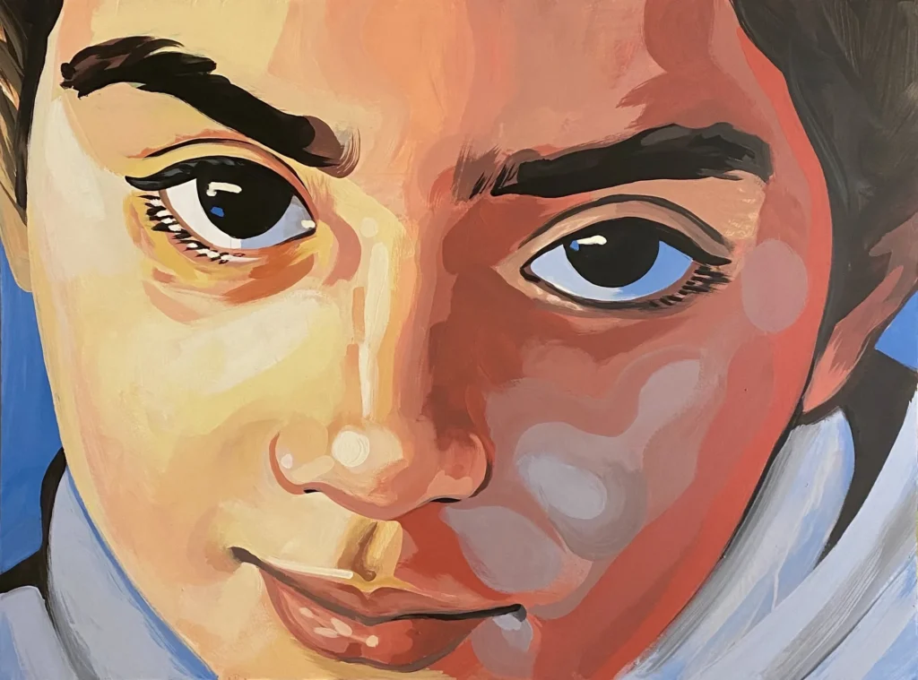 Girl from Jenin, Martyrs & Heroes, Portrait, portrait by Caleb Wassell: close-up of a young Palestinian girl with large dark eyes.